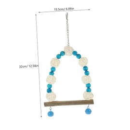CORHAD Colored Perch for Parakeets Durable Hanging Swing with Natural and Decorative Beads Bird Cage Accessory for Stress Relief and Playtime