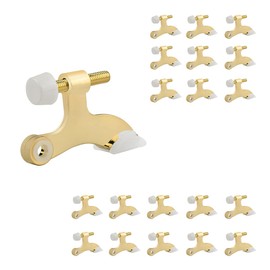 HOMOTEK 20 Pack Hinge Pin Door Stopper, Hinge Stops for Top of Door, Adjustable Deluxe Heavy Duty Gold Door Stop 2-1/2x1-3/4 inch, with White Rubber Bumper Tips, Bright Brass