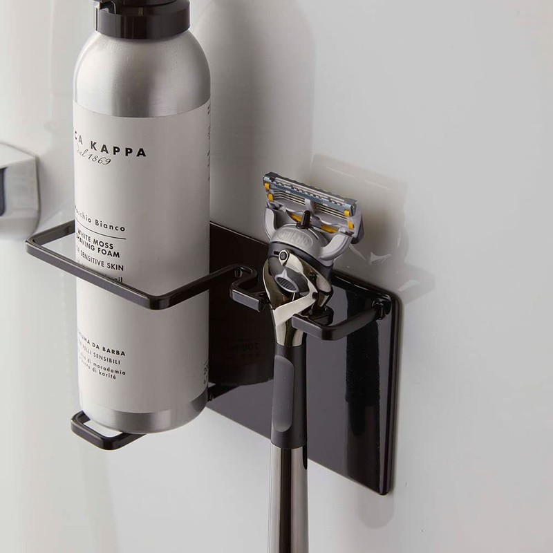 Yamazaki 5513 Magnetic Bathroom Shaving Cream & Shaver Holder, Black,