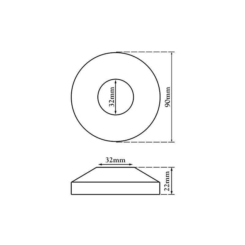 32 mm Black Painted Steel Hole Collar Washbasin Waste Trap