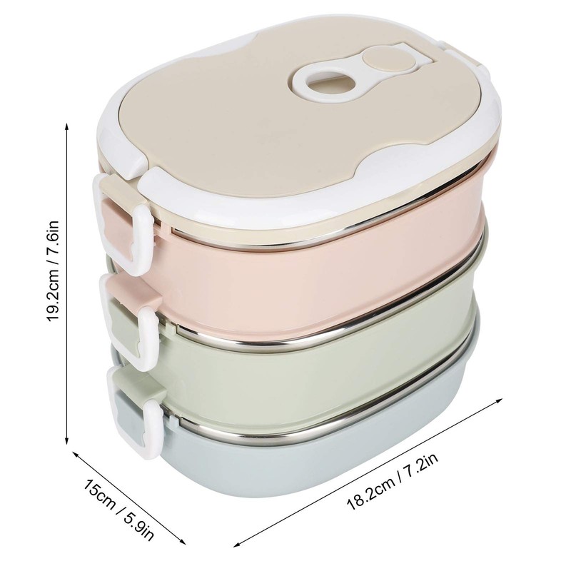 Thermal Lunch Box Stainless Steel 3-Layer Lunch Box Leak-proof Box