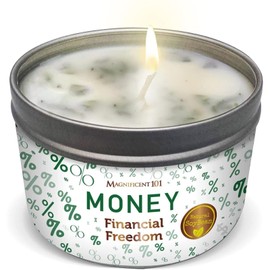 MAGNIFICENT 101 Magnificent 101 Money Financial Freedom Aromatherapy Candle ? Clove, Cinnamon, Citronella Scented Natural Soybean Wax Tin Candle for Purification and Chakra Healing