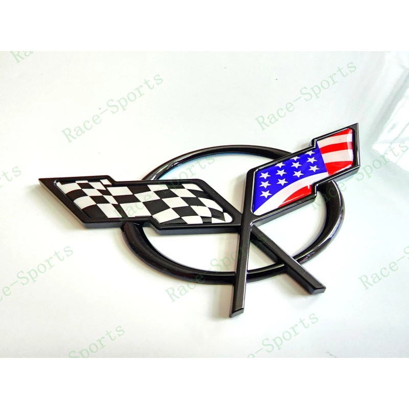 AUTO 2PC Black Front & Rear Deck Lid Cross Blue