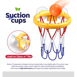 Toddlers Bath Basketball Hoop Set - Fun Suction Cup Shower Toys for Ages 1-3 | Mini Basketball Hoop for Kids 1-3 & 5 Holeless Balls - Bath Toys for Baby Boys Girls 1-2-3-4-5-6