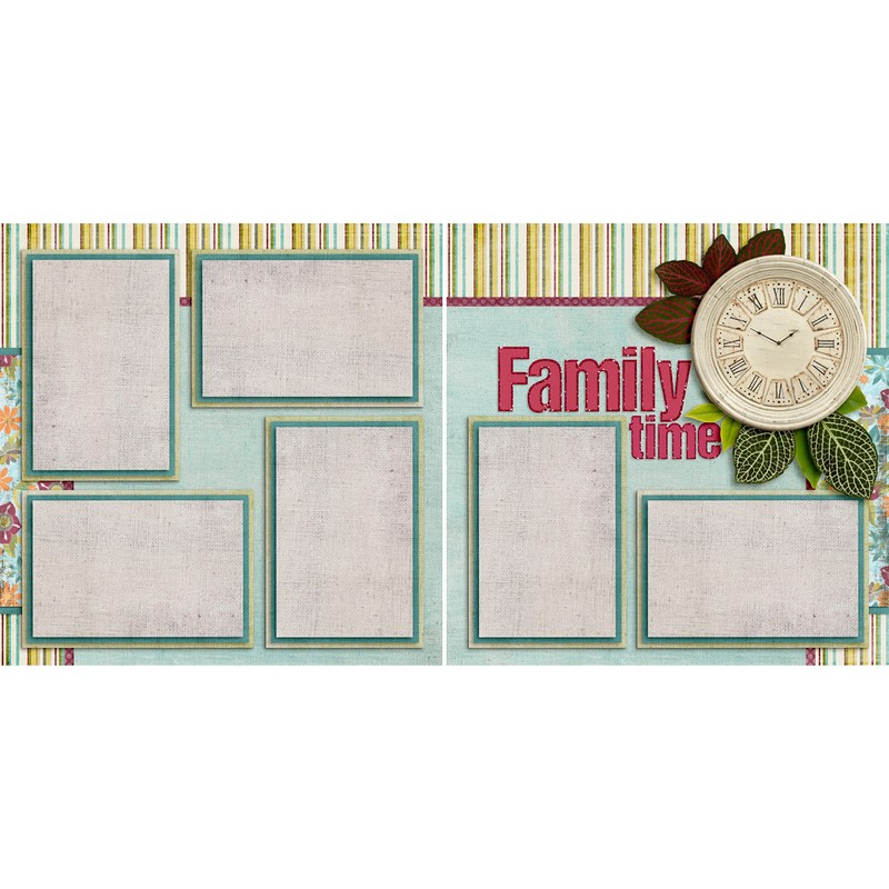 FAMILY TIME - Premade Scrapbook Pages - EZ Layout 2715