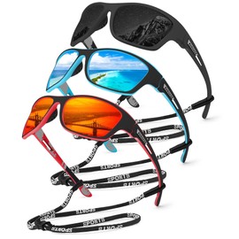 KUGUAOK 3PACK Sports Polarized Sunglasses for Men Fishing Cycling Running Sun Glasses Lightweight Frame UV Protection Goggles