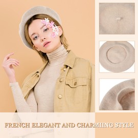 Honoson 15 Pieces Women Wool Beret Hat Wool French Beret Hat Artist Cap Winter Solid Color Cap for Women(Multiple Color)
