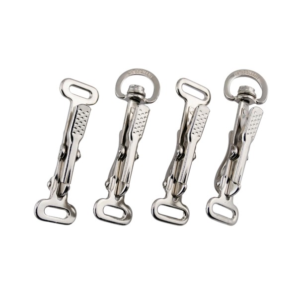 1x Hunting Line Hook, Steel, Nickel-Plated, Fixed Eyelet 20 mm, Swivel 20 mm, Snap Hook Length Approx. 102 mm, HS Sprenger [20 x 100]