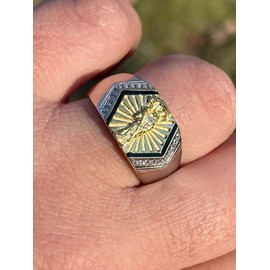 HarlemBling Real Solid 925 Sterling Silver - Grim Reaper Santa Muerte Ring - Diamond Cut Icy Ring For Men - Sizes 6-13 Great As Mens Pinky Ring Or On Any Finger (11)