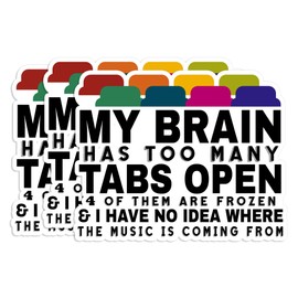 Set 3PCS - My Brain Has Too Many Tabs Open Adhd Sticker Mental Health Funny Brain 2" Water Assistant, Vinyl Waterproof Die-Cut Sticker for Laptop, Water Bottle, Hard Hat, Helmet, Car, Phone (2 inches)