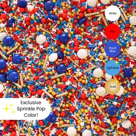 Sprinkle Pop Old Glory Sprinkle Mix| Red White Blue Sprinkles with Gold Metallics| Decorating Patriotic Sprinkles Made in USA for 4th of July Independence Day Cakes Cupcakes Donuts Cookies, 4oz