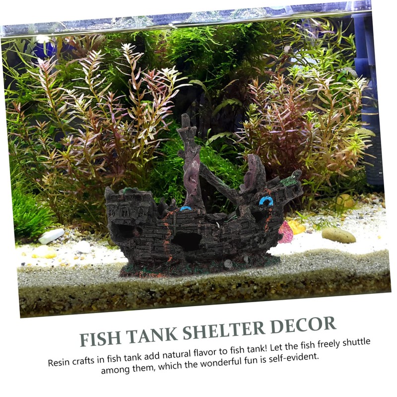 Zerodeko Shipwreck Aquarium Decor Underwater Shipwreck Craft for Fish Tank