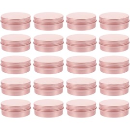 Abaodam 20 Cajas de Aluminio Rosa Dorado 60ml Tapa de Rosca para Crema, Bálsamo Labial y Cosméticos, Recipientes Pequeños Portátiles para Almacenamiento y Viaje en Belleza y Cuidado