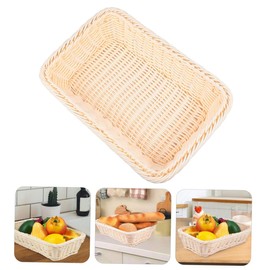 NOLITOY 1Pc Woven Storage Basket Food Grade PP Material Fruit and Vegetable Display Basket for Office Restaurant and Home Use Smooth Burr Design