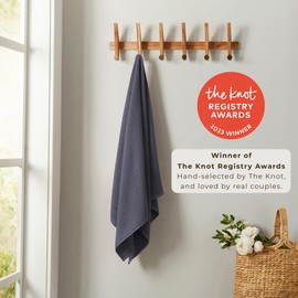 Great Bay Home 100% Cotton 4 Pack 54x27 Bath Towel Set - Absorbent, Quick-Drying, Durable Towels for Bathroom Decor - Low-Twist, Two-Ply Fibers (Stone Blue)