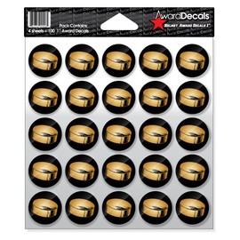 Award Decals Hockey Puck Sticker Set (100 Decals) - Gold, Heavy Duty Vinyl, Sports, Modern, Contemporary, Hockey Award Stickers