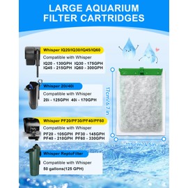 Cunina 6 PCS Super Upgraded Filter Cartridges Large with 3 Premium Materials Compatible with Tetra Whisper Bio-Bag Aquarium Filters, Fish Tank Filter for Whisper 20i 40i/ IQ 20 30 45 60/ PF20 30 40 60