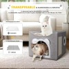 Casa para Gatos Plegable LovePaws Gris, con Rascador y Cojín