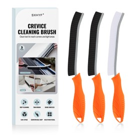SXhyf Cleaning Brush - Hard Bristle Crevice Cleaning Brush, Multifunctional Gap Cleaning Scrub Brush, Cleaning Tools for Household Use, Home, Kitchen, Bathroom, Window, Vehicle (Orange Handles)
