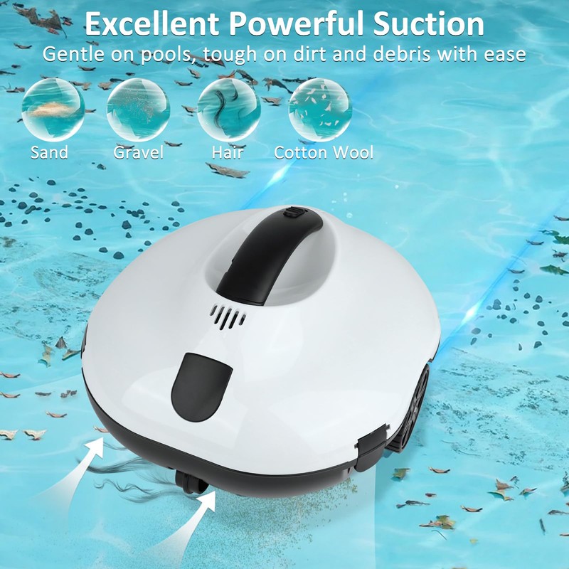 TCEUMIK Cordless Robotic Pool Cleaner 130 Mins Runtime Lightweight Automatic