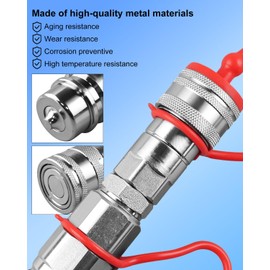 1/2" Body Skid Steer Quick Connector and Poppet Valve Pioneer Coupler w/Dust Cap, Connects ISO 16028 Flat Face Connector and ISO 5675 Coupler