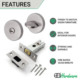 EAI Tubular Deadbolt Bathroom Kit | 101mm Case 82mm Backset | Satin Stainless