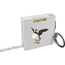 Azeeda 'Puffin Spreading Wings' Keyring Tape Measure/Spirit Level Tool (KM00036837)