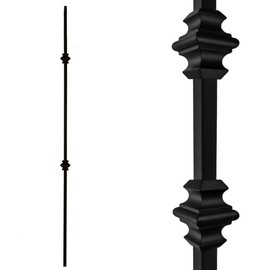 Stair Balusters (5-Pack) Hollow Double Knuckle Iron Railing Spindles - Real Satin Black not Matte Metal Balusters 1/2" x 44" Tall Stair Parts Metal Spindles