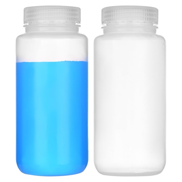 LZHNB 16oz/500ml Plastic Sample Bottles with caps, Wide Mouth Reagent