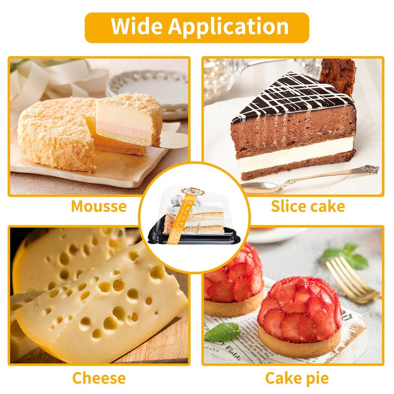 JIABEIUS 100 Pack Cake Slice Containers with Lids, Plastic Pie