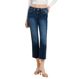 Flying Monkey Women's Mid-Rise Cropped Straight Leg Jeans in Meticulously (26, Meticulously)