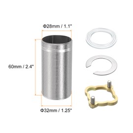 uxcell Faucet Mount Extension Shank 2.4"x 1.25" Stainless Steel Pipe Faucet Extension Nipple Locknut Kit Extension Threaded Lengthen Fixed High Foot with Nut and Gasket Faucet Fittings