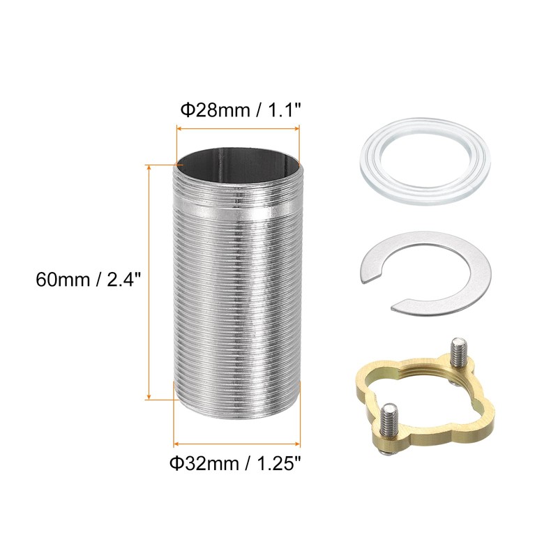 uxcell Faucet Mount Extension Shank 2.4"x 1.25" Stainless Steel Pipe