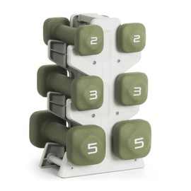 Tone Fitness 20 LB Neoprene Dumbbell Set with Storage Rack – Non-Slip, Anti-Roll Hand Weights for Home Gym Workouts - Green