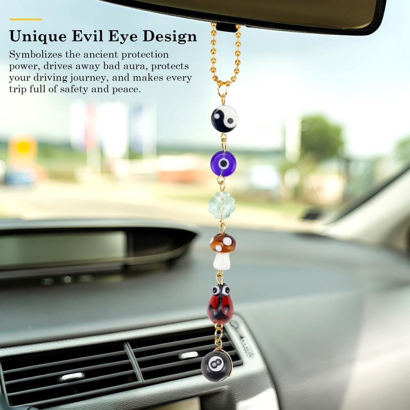 Evil Eye Car Hanging Ornament, Lucky Car Charm for Rear