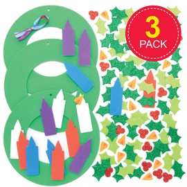 Baker Ross FE916 Advent Wreath Foam Craft Set - Pack of 3, Festive Creative Sets and Craft Supplies for Crafts and Decorating at Christmas Time, Foam Rubber Craft Sets for Children