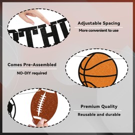 Sports Happy Birthday Banner, Multi Sport Party Decorations, Football Soccer Basketball Baseball Happy Birthday Bunting Sign, Rookie Year Party Decorations