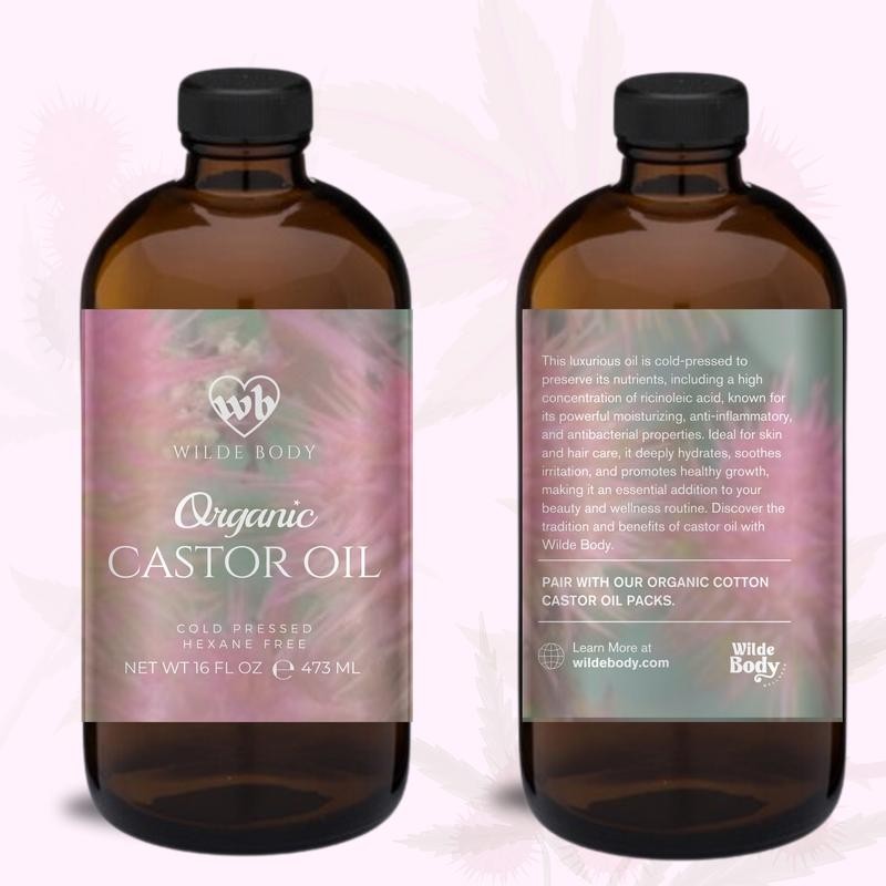USDA Organic Castor Oil in Glass Bottle - Size: 4