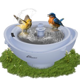 Richbird Solar Bird Bath with Fountain and Battery Backup, 3-in-1 Hanging or Freestanding Birdbath, Low-Water Protection & 3 Nozzles for Garden Patio Decor (Sky Blue)