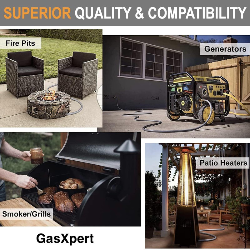 GasXpert 24FT 1/2 inch Natural Gas Hose with Quick Connect