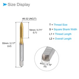 CoCud Spiral Point Tap #8-32 UNC Thread Titanium Coated High Speed Steel 6542 Screw Milling Threading Tap - (Applications: for Tapping Drilling Machine) Pack of 2