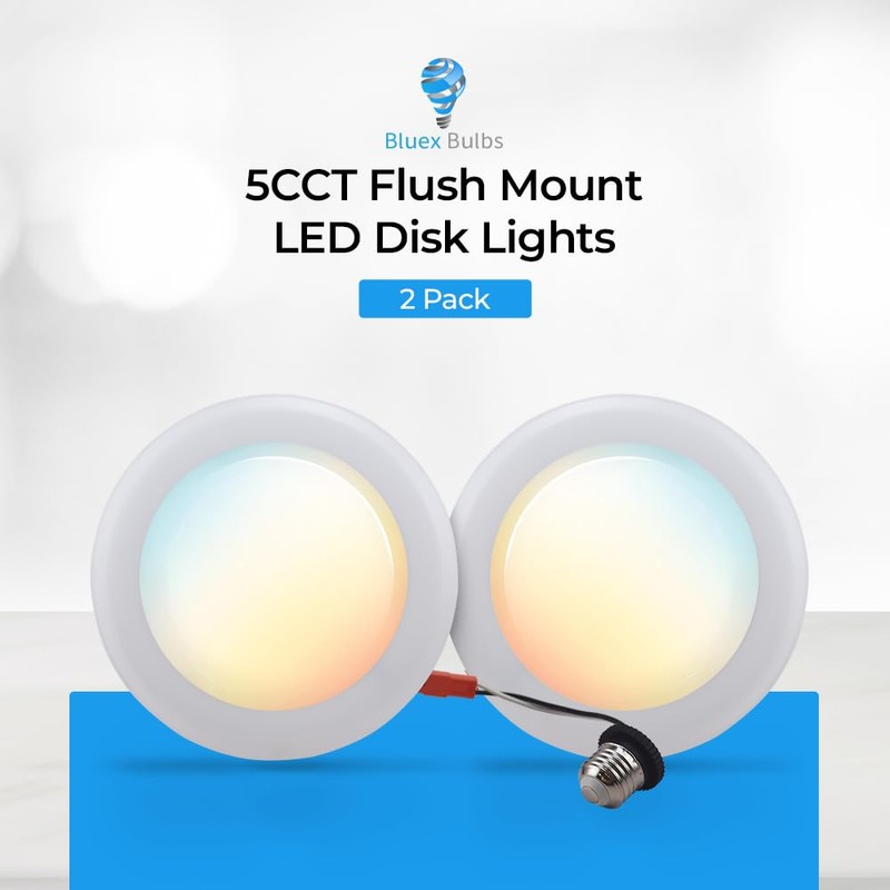 Bluex Bulbs 2 Pack 5/6 Inch LED Disk Lights 5CCT