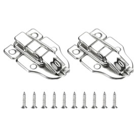 sourcing map 2 Pcs Duck-Billed Hasp Lock, 60 x 40mm Retro Box Toggle Latch Metal Buckle Hasp Clasp with Padlock Hole with Screws for Jewelry Box Suitcase Toolbox Wooden Case, Silver