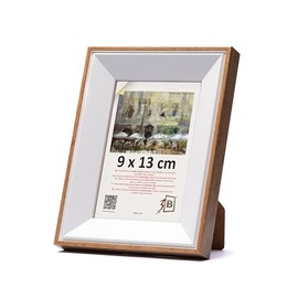3-B Master Picture Frame, White / Oak, 9 x 13 cm, Wooden Frame, Photo Frame, Portrait Frame with Acrylic Glass