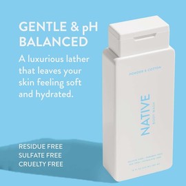 Native Native Body Wash for Men & Women, Seasonal | Sulfate, Paraben, and Dye Free, with Naturally Derived Clean Ingredients Leaving Skin Soft and Hydrating, Powder & Cotton 18 oz - 2 Pk