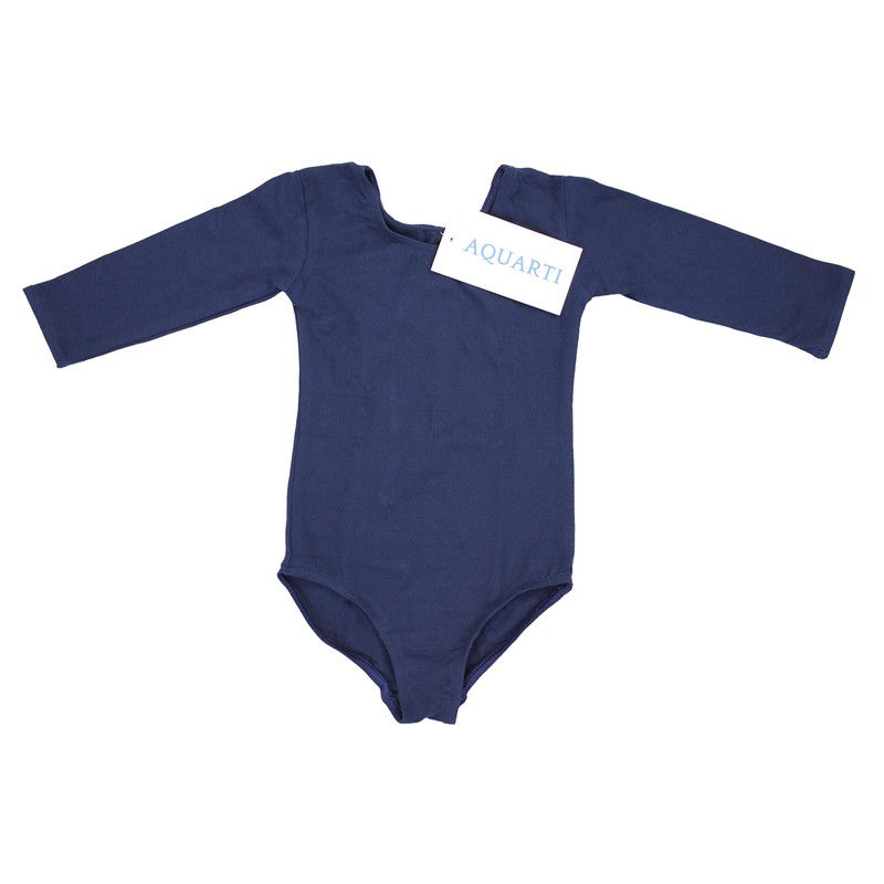 Aquarti Girls' 3/4 Sleeve Ballet Leotard, darkblue