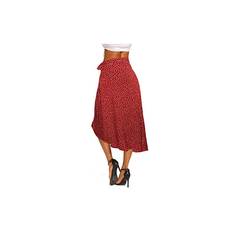 Womens Skirts Summer Long,Vintage Polka Dot Front Splits Wrap Skirt