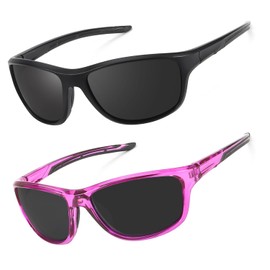 LVIOE 2P Sonnenbrille Damen Sportbrille Polarisiert mit Wrap-Around-Design und UV400 Schutz