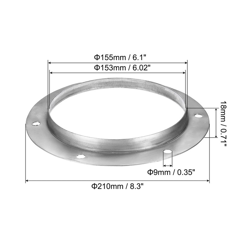PATIKIL 6" Duct Connector Flange, Straight Pipe Exhaust Flange Stainless
