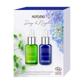 HUYGENS - The Day & Night Duo - Organic Certified - 2 Face Concentrates - Day Revitalizing Concentrate and Night Repair Oil - All skin types - 100% Natural - Vegan - Made In France - 2 x 30 ml